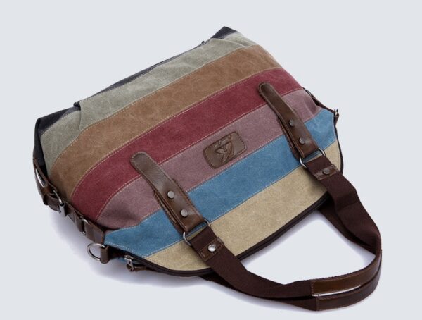 Rainbow striped canvas bag - Image 3