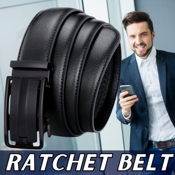 Microfiber Leather Mens Ratchet Belt Belts For Men Adjustable Automatic Buckle - Image 4