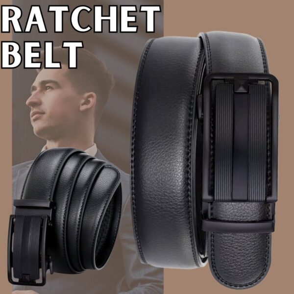Microfiber Leather Mens Ratchet Belt Belts For Men Adjustable Automatic Buckle - Image 6