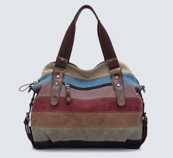 Rainbow striped canvas bag - Image 5