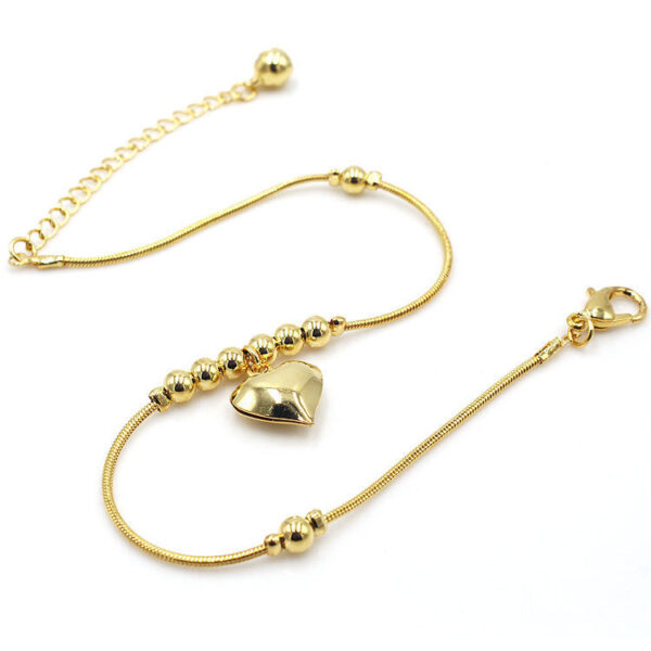 Gothic Gold Color Heart Pendant Anklet For Women Ball Beaded Anklet Vintage Chunky Jewelry - Image 2