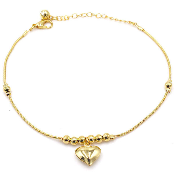 Gothic Gold Color Heart Pendant Anklet For Women Ball Beaded Anklet Vintage Chunky Jewelry - Image 7