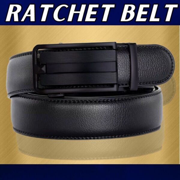 Microfiber Leather Mens Ratchet Belt Belts For Men Adjustable Automatic Buckle - Image 7