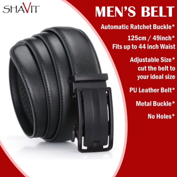 Microfiber Leather Mens Ratchet Belt Belts For Men Adjustable Automatic Buckle - Image 5