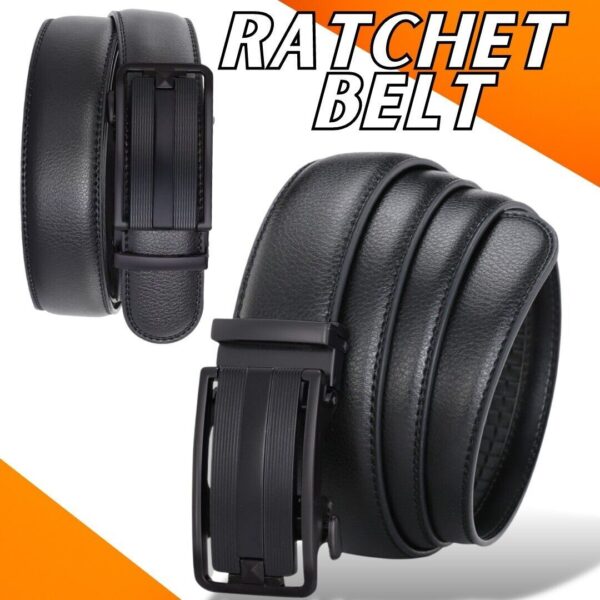 Microfiber Leather Mens Ratchet Belt Belts For Men Adjustable Automatic Buckle - Image 3