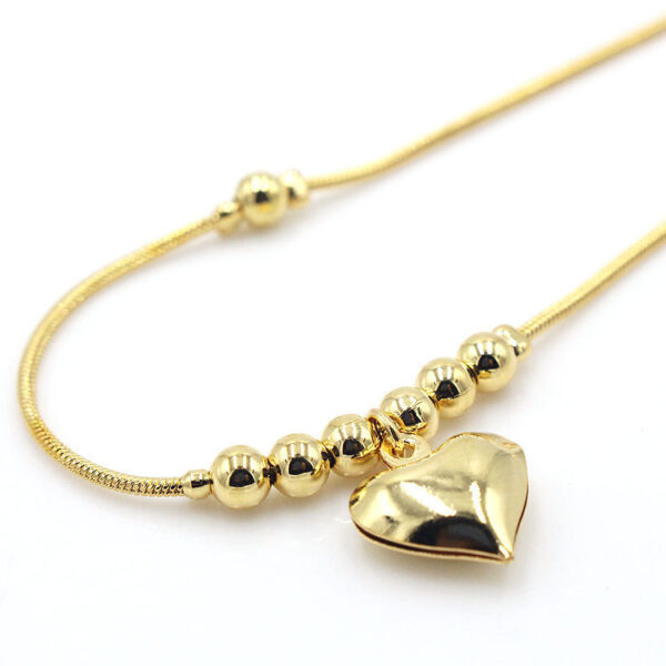 Gothic Gold Color Heart Pendant Anklet For Women Ball Beaded Anklet Vintage Chunky Jewelry - Image 4