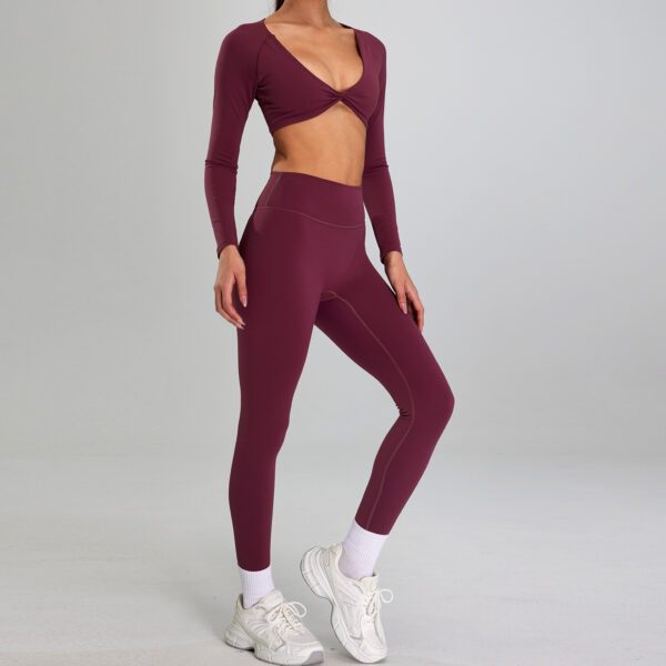 European And American High-intensity Sports Suit Outdoor Running Nude Feel Workout Clothes Slimming High Waist - Image 8