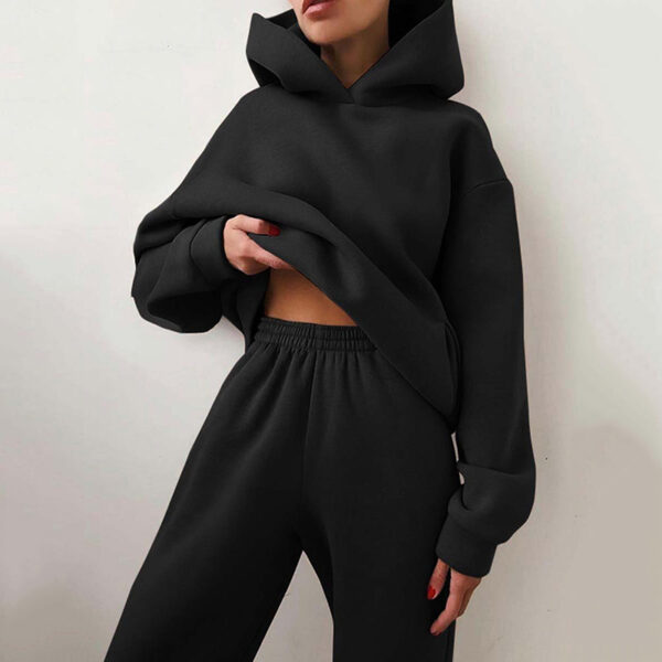 Simple Solid Color Hooded Casual Suit - Image 7