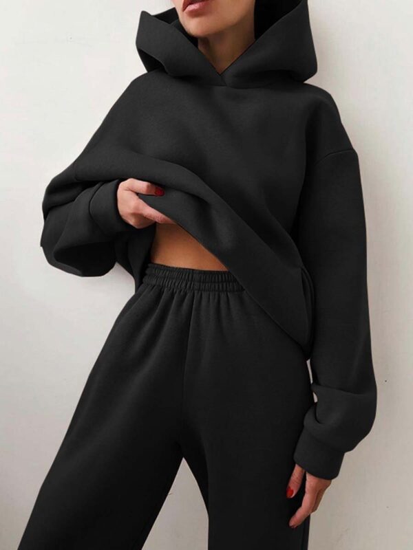 Women's Casual Hooded Sweater Two-piece Suit Clothes Hoodie Tracksuit - Image 2