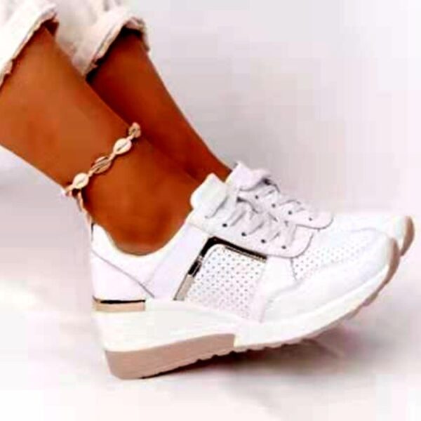 Sneakers Platform Wedge Heel Casual Shoes Lace-up Mesh Sneakers - Image 8