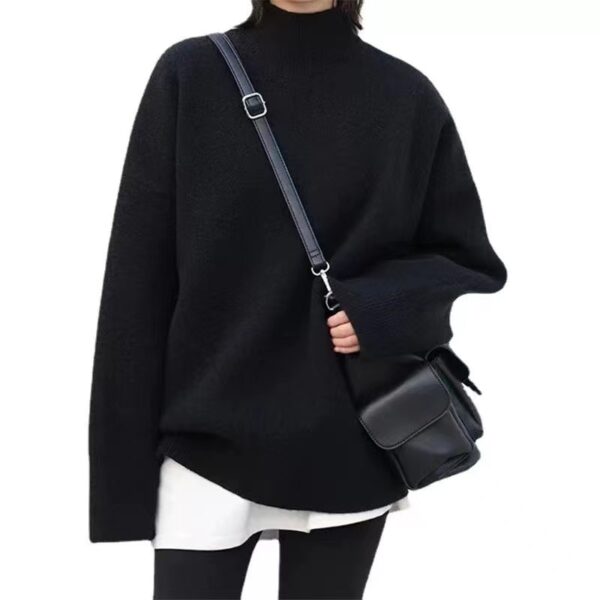 Loose Outer Wear Casual Mid-length Round Neck Cashmere Thickened Sweater - Image 5