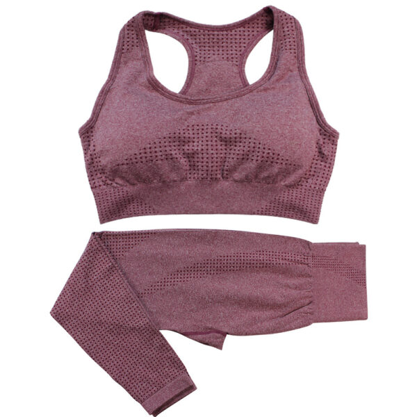 2PCS Seamless Yoga Set Women Tracksuit High Waist Leggings Workout Sportswear Gym Clothing Fitness Crop Top Sports Suits Gym Set - Image 10