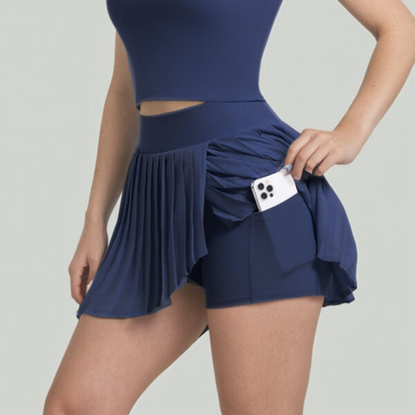 Pleated Tennis Skirt Nude Feel Outdoor Leisure Running Fitness Skirt - Image 8