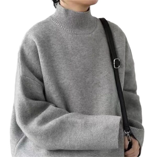 Loose Outer Wear Casual Mid-length Round Neck Cashmere Thickened Sweater - Image 3