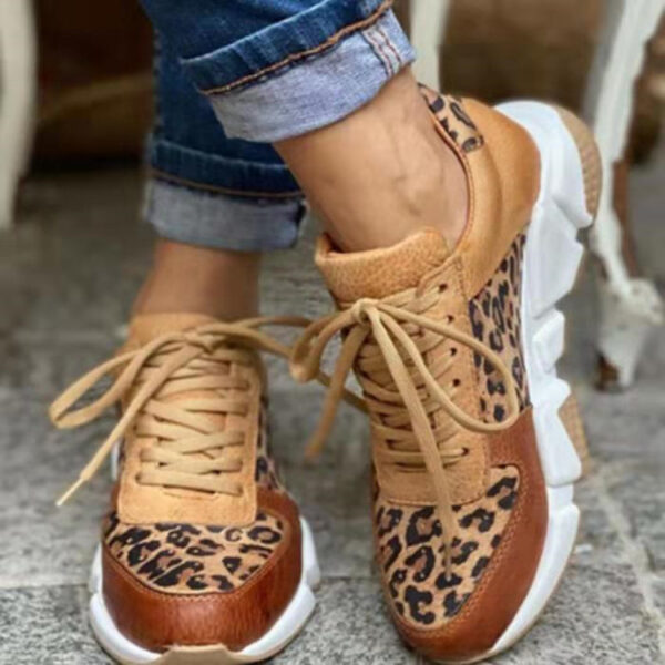 Platform Low-top Casual Shoes Round Toe Front Lace-up Color Matching - Image 4