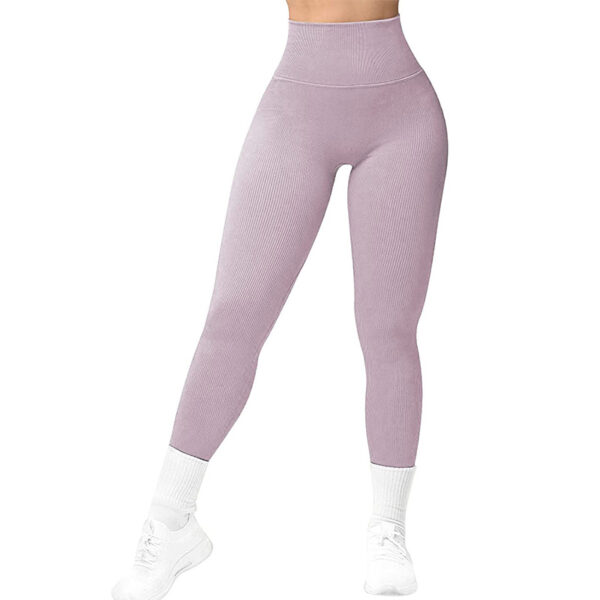 High Waist Seamless Leggings Threaded Knitted Fitness Pants Solid Women's Slimming Sports Yoga Pants Elastic Running Sport Leggings - Image 4