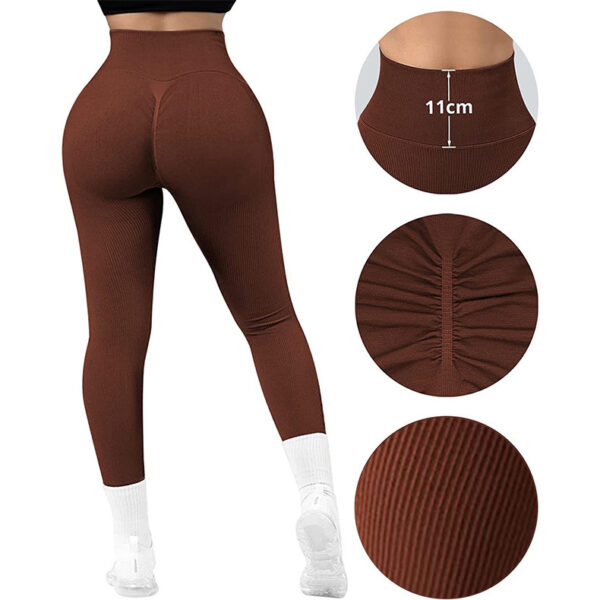 High Waist Seamless Leggings Threaded Knitted Fitness Pants Solid Women's Slimming Sports Yoga Pants Elastic Running Sport Leggings - Image 7