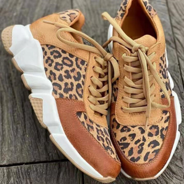 Platform Low-top Casual Shoes Round Toe Front Lace-up Color Matching - Image 2
