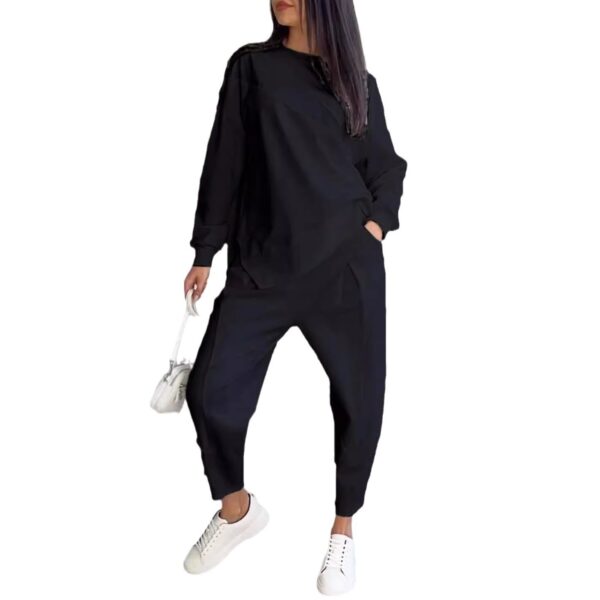 Women's Round Neck Loose And Irregular Long-sleeve Sweater Set - Image 4
