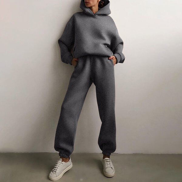 Simple Solid Color Hooded Casual Suit - Image 10