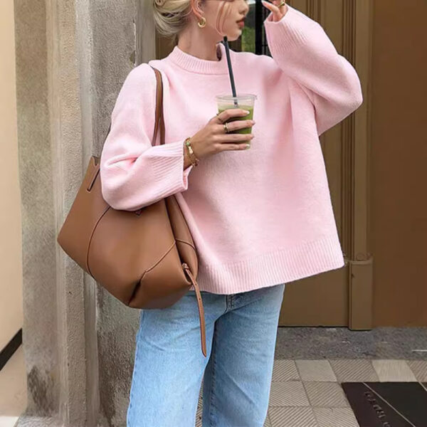 Sweet Crew Neck Pullover Sweater Winter Fashion Loose Long-sleeved Tops For Women Clothing - Image 2