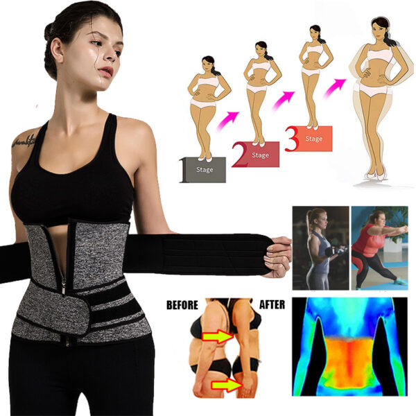 Tummy Sweat Shapewear Bodysuits Women Waist Trainer Slimming 2-3 Belts Workout Shaper Corset - Image 2