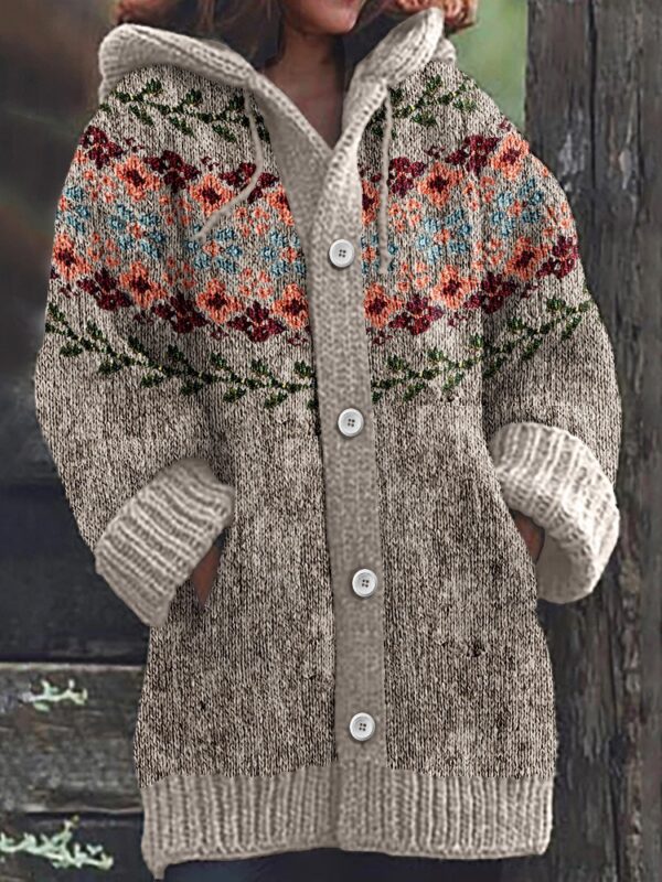 Retro Ethnic Print Women's Casual Cloak Coat - Image 2