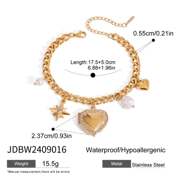 Love Chain Bracelet Fashion Titanium Steel Pearl Bow Bracelet - Image 3