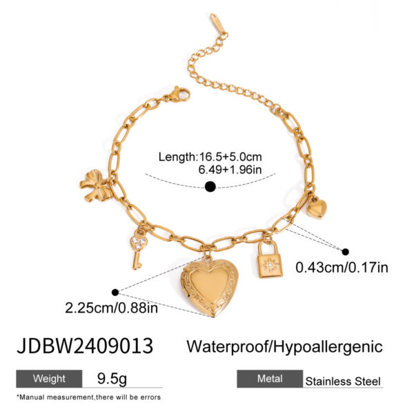 Love Chain Bracelet Fashion Titanium Steel Pearl Bow Bracelet - Image 7