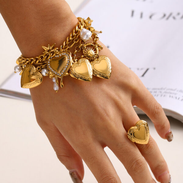 Love Chain Bracelet Fashion Titanium Steel Pearl Bow Bracelet - Image 8