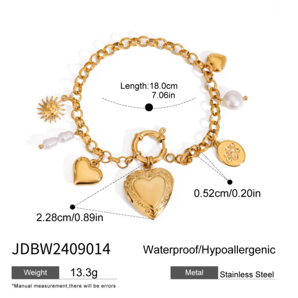Love Chain Bracelet Fashion Titanium Steel Pearl Bow Bracelet - Image 5