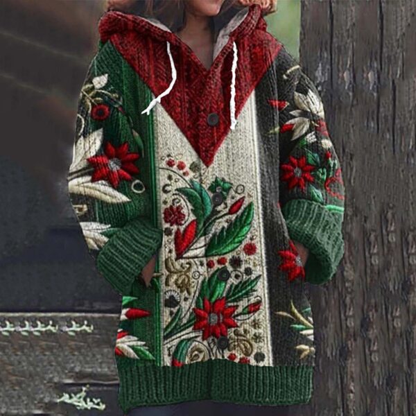 Retro Ethnic Print Women's Casual Cloak Coat - Image 7