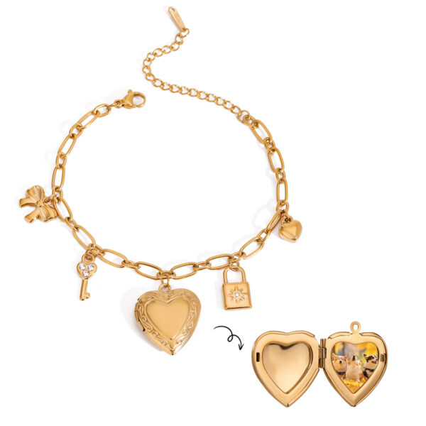 Love Chain Bracelet Fashion Titanium Steel Pearl Bow Bracelet - Image 9
