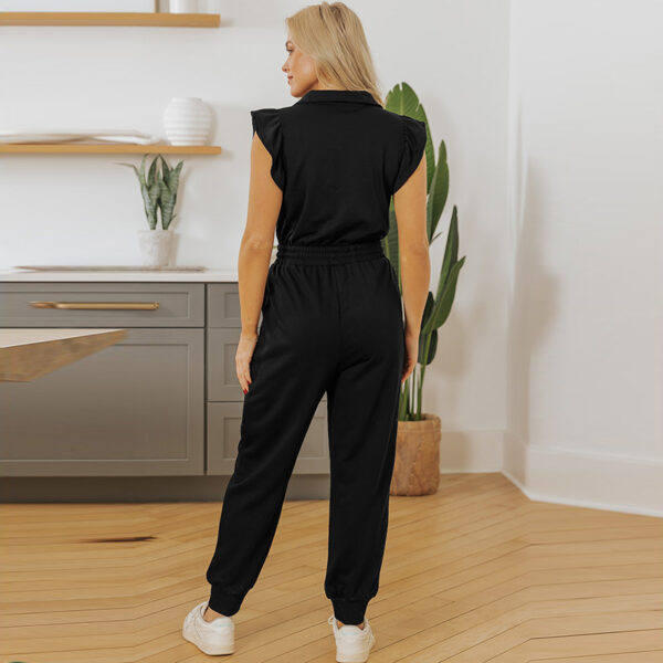 Women's Pure Color Casual Versatile High Waist Multi-pocket Jumpsuit - Image 4