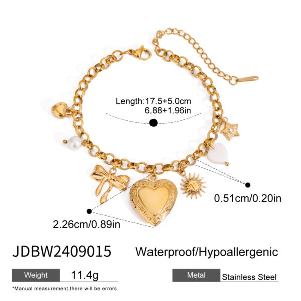 Love Chain Bracelet Fashion Titanium Steel Pearl Bow Bracelet - Image 6