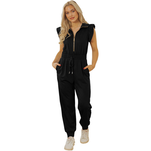 Women's Pure Color Casual Versatile High Waist Multi-pocket Jumpsuit - Image 2