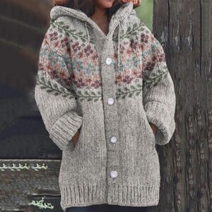 Retro Ethnic Print Women's Casual Cloak Coat