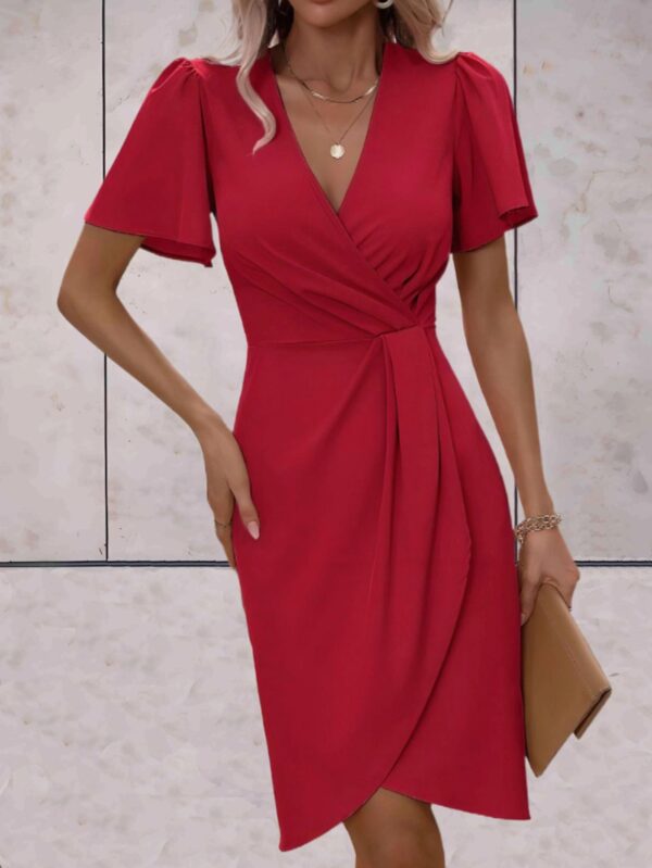 Summer V-neck Short-sleeved Dress Ins Fashion Tight-Waisted Beach Dresses Women's Clothing - Image 10