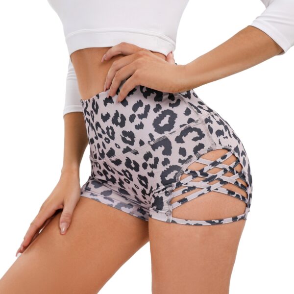 Camouflage Leopard Print Yoga Pants For Women High Waist Tight Shorts With Side Hollow Design Sexy Fitness Pole Dancing Sports Shorts - Image 3