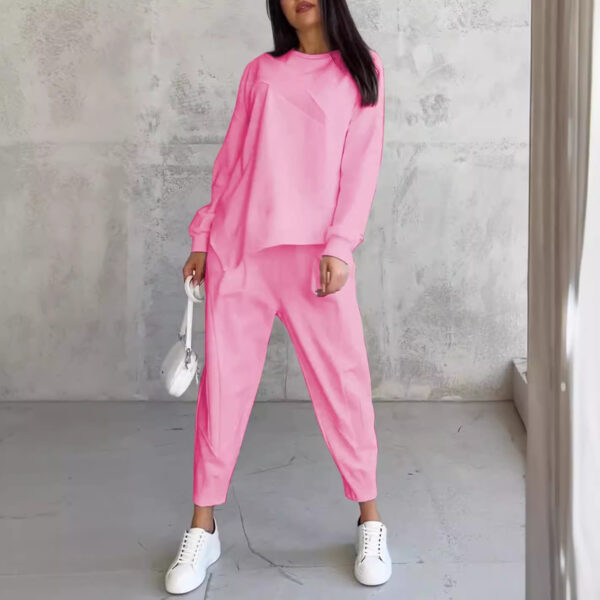 Women's Round Neck Loose And Irregular Long-sleeve Sweater Set - Image 2