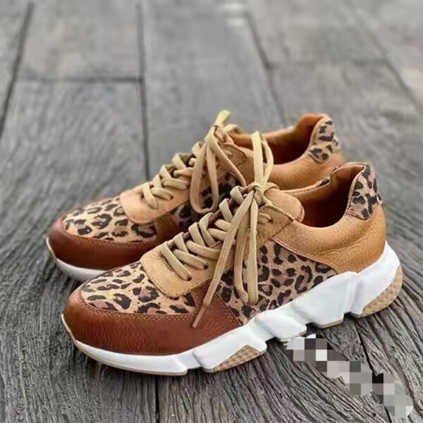 Platform Low-top Casual Shoes Round Toe Front Lace-up Color Matching - Image 3