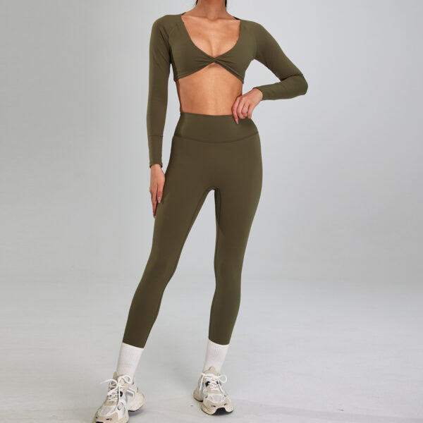 European And American High-intensity Sports Suit Outdoor Running Nude Feel Workout Clothes Slimming High Waist - Image 7