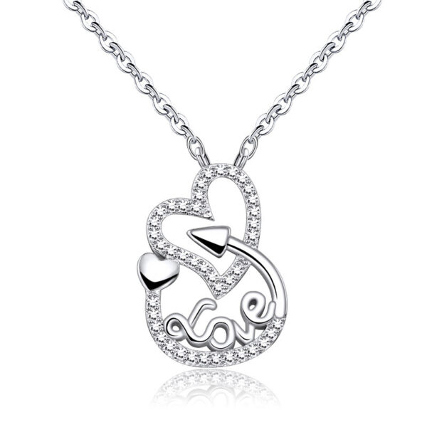 Heart Shaped Hollow Jeweled Necklace - Image 3