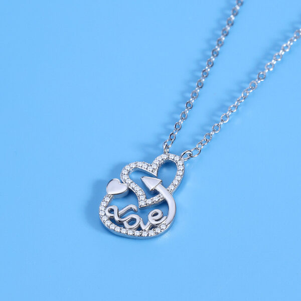 Heart Shaped Hollow Jeweled Necklace - Image 2