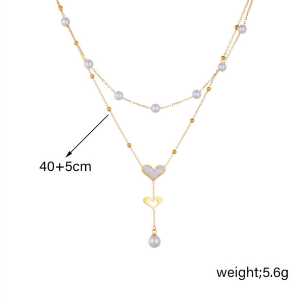 Special-interest Retro Double-layer Chain Pearl Butterfly Tassel Pendant Necklace - Image 2