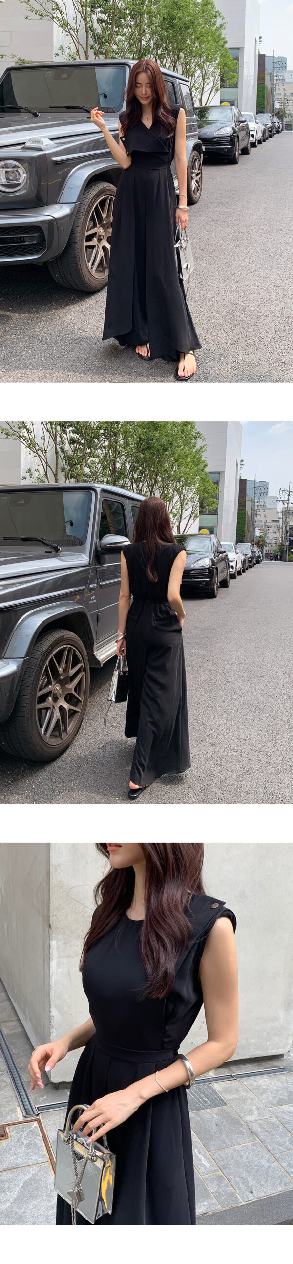 Women's Fashion V-neck Sleeveless Chic Split Jumpsuit - Image 3