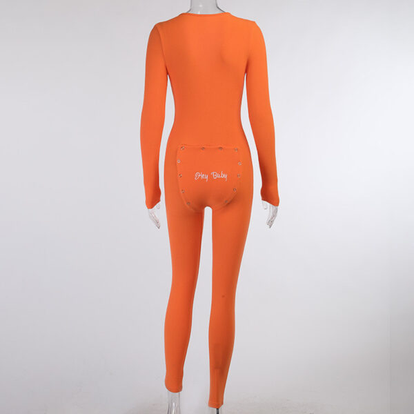 V-neck Buttoned Long-sleeved Jumpsuit Jumpsuit - Image 5