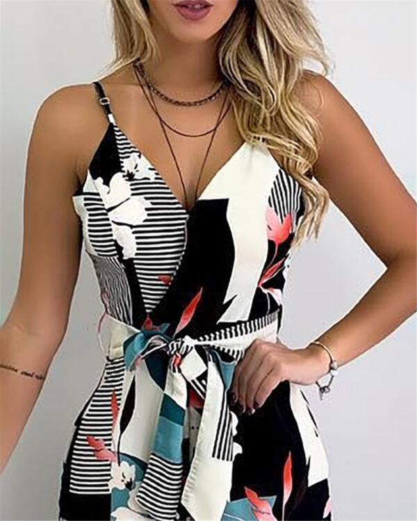 Printed jumpsuit suspenders wide-leg jumpsuit - Image 2