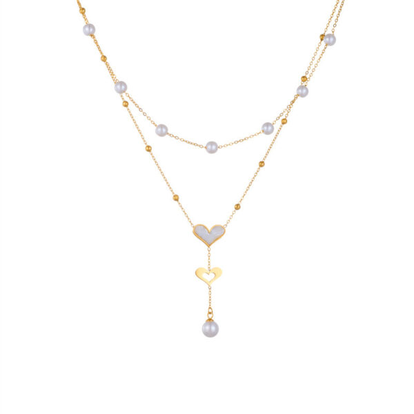 Special-interest Retro Double-layer Chain Pearl Butterfly Tassel Pendant Necklace - Image 3