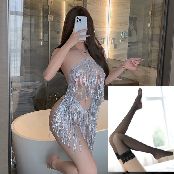 Sexy Lingerie Sexy Sequined Tassel Skirt Uniform - Image 2